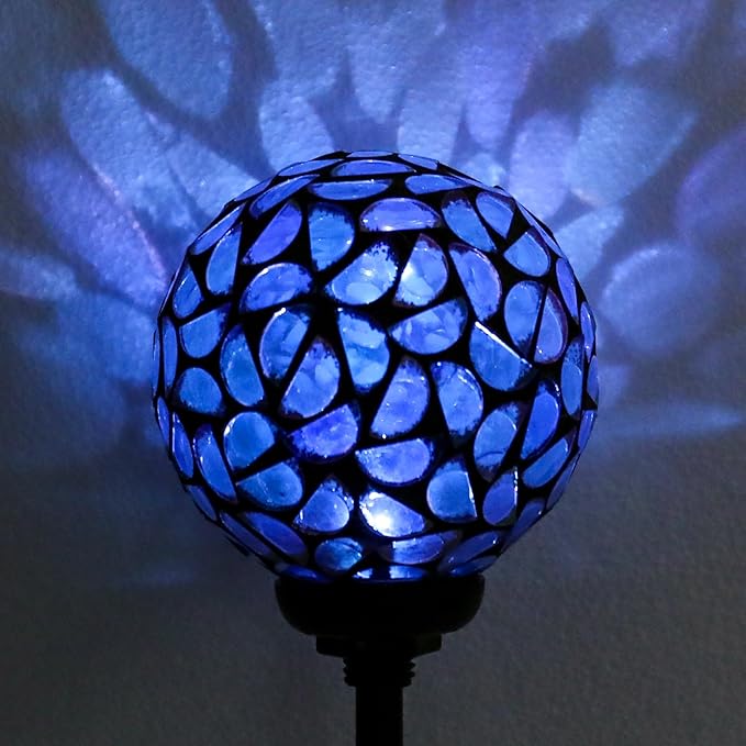 Afirst Solar Lights Outdoor Decorative Solar Mosaic Garden Stakes Decorative Lights Waterproof for Pathway Yard Lawn Decoration 3 Pack