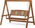 Furinno Tioman Hardwood Patio / Garden / Outdoor Large Porch Swing, 3 Seater with Hanging Frame, Natural