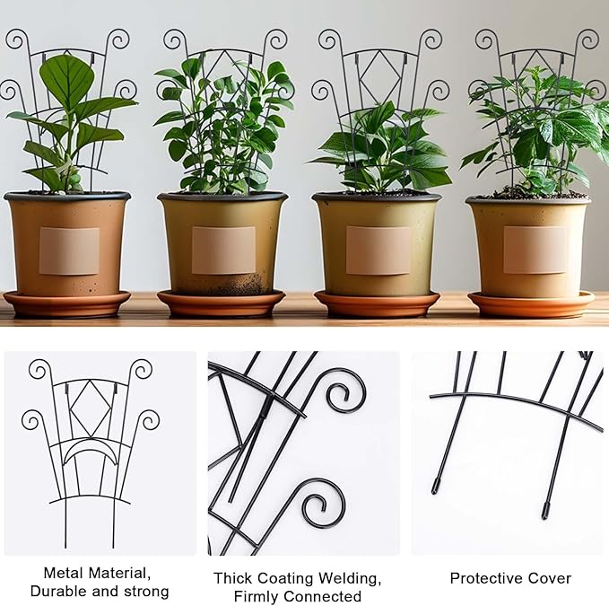 Stackable Plant Support Stakes, 2 Pack Metal Twig Plants Trellis for Indoor and Outdoor Use, Garden Accessories for House Potted Flower Monstera Trumpets 15.35 inch
