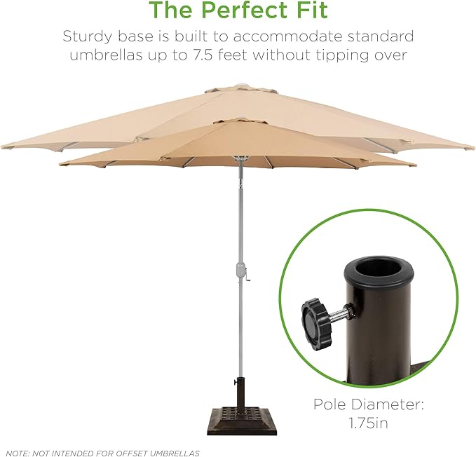 Best Choice Products 26lb Outdoor Patio Umbrella Stand Heavy-Duty Steel Square Umbrella Base w/Bronze Finish, Decorative Basket Weave Pattern