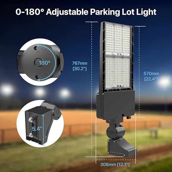 HYPERLITE Led Parking Lot Light - 400W UL Listed LED Stadium Lights for Square Pole/Wall Mount- 60000lm 5000K Commercial Parking Lights Flood Light for Yard Street Court Driveways Road - AC100-277V