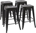 Devoko Metal Bar Stools 24" Indoor Outdoor Stackable Barstools Modern Style Industrial Vintage Counter Bar Stools Set of 4 (24 inch, Black)