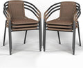 Amopatio Outdoor Dining Chairs Set of 6, Rattan Wicker Patio Chairs, Stackable Indoor-Outdoor Chairs, Bistro, Deck, Yard, Porch, 6 Pack, Brown
