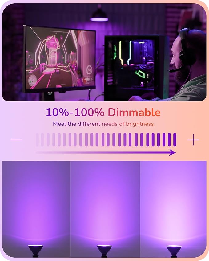 EDISHINE PAR38 Purple & Orange LED Flood Light Bulbs Outdoor, Dimmable LED Light Bulb, 18W(120W Equivalent), Outdoor Weatherproof Light Bulb, E26 Base, 4 Pack