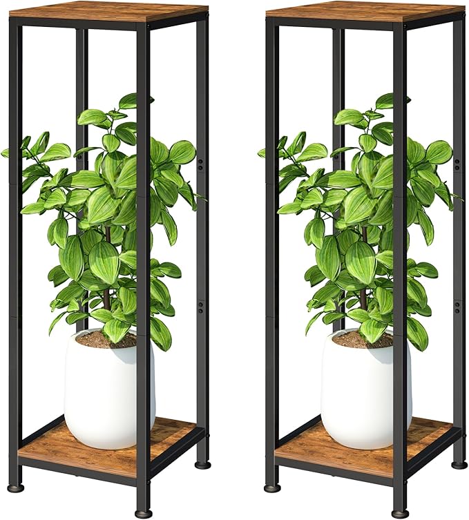 2-Pack Plant Stand Indoor, 41'' Extra Tall Wood Plant Stands Heavy Duty Pedestal Stand for Indoor Outdoor, Modern Corner Flower Stand for Patio, Living Room, Balcony