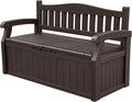 Devoko 80 Gallon Storage Bench Deck Box Lockable for Patio Furniture, Garden Decor and Outdoor Seating for Cushions, Garden Tools and Pool Supplies(Dark Brown)