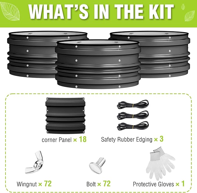 WORKPRO 3PK 2x2x1ft Outdoor Galvanized Raised Garden Bed Kit, Rust & Corrosion Protection, Easy Assembly, Safe Edge, Ideal for Vegetables & Flowers, Black