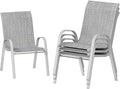 UDPATIO Patio Chairs Set of 4, Stackable Silver Outdoor Dining Chairs with High Back, Breathable Outdoor Chair Textilene Fabric All Weather, 350LBS Capacity for Garden, Backyard (Light Grey)
