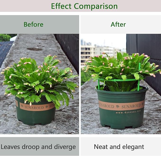 12 Packs Plant Support Stakes, Plant Support with Garden Wire Ties for Indoor Plants, Plastic Stackable Garden Flower Support, Plant Stakes for Tomato, Monstera, Peony, Hydrangea Climbing Plants