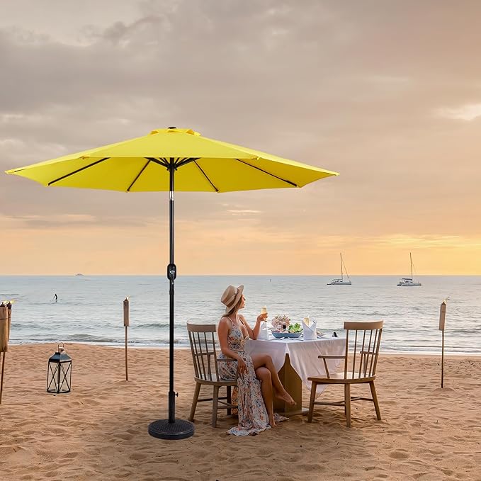 Backyard Expressions 9 ft. Patio Umbrella, Market Table Umbrella w/Tilt and Crank, 8 Ribs