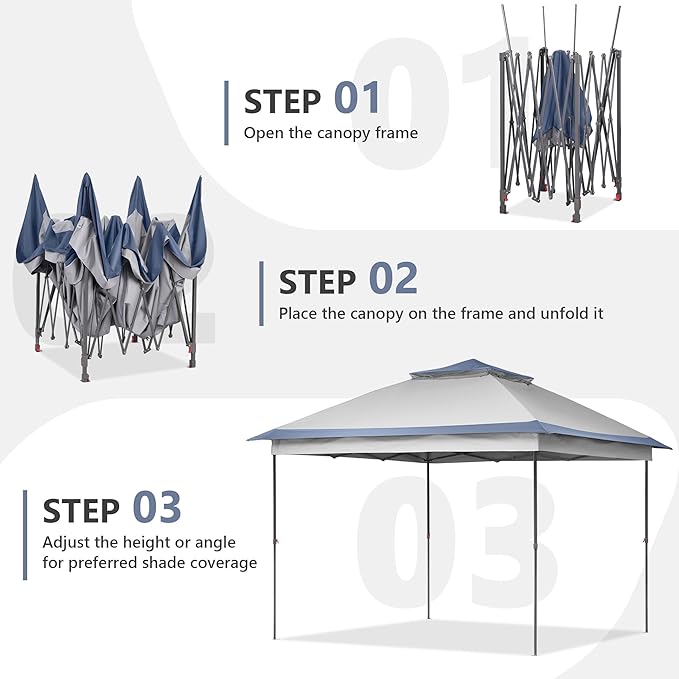 GDY 11x11 Pop Up Canopy Tent, Outdoor Canopy with Netting, Outdoor Gazebo for Backyard, Tent with Handbag, Blue.