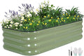 3 in 1 Galvanized Raised Garden Bed - 4x2x1ft Modular Garden Planter Bed Outdoor | Steel Raised Bed Kit with Bracing Rods, Gloves for Gardening Vegetables Fruits and Flowers (Green)