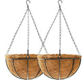 Hanging Plant Basket Flower Holder (2pack, 14 inch)-Metal Wire Round Hanging Basket Planter with Coco Fiber Liners for Plants Flower Pots Indoor Outdoor Garden Porch and Balcony Decor