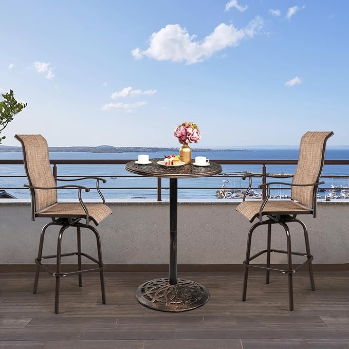 VINGLI 40" Outdoor Bar Table, High Top Table, Cast Aluminum Outdoor Pub Table 40-Inch Height, Round Bar Table Bistro Table for Patio, Cocktail, Bistro(28" Dia x 40 H)