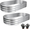 2 pcs 4×2×1 ft Raised Garden Bed for Outdoor, Easy Assembly Galvanized Planter Box for Vegetables, Flowers & Herbs