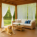 Patio Screen Mesh Outdoor Curtains Waterproof Sheer Lightweight Bug Netting for Porch Gazebo Garden Party Wedding Backdrop, White, W 125 x L 84 inch per Panel, 2 Panels