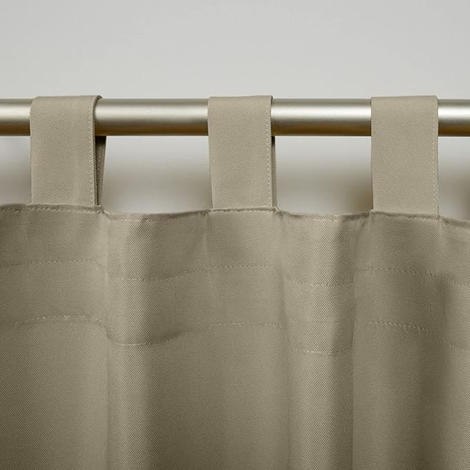 Exclusive Home Cabana Solid Indoor/Outdoor Light Filtering Hook-and-Loop Tab Top Curtain Panel Pair, 54"x63", Taupe