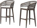 PURPLE LEAF Outdoor Rattan 29" Bar Stools Set of 2, Modern Boho Aluminum Patio Bar Height Chair with Cushion and Back for Garden Outdoor and Indoor, Coffee