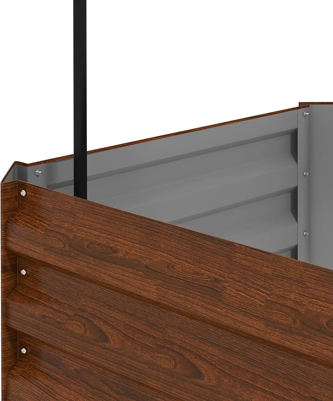 Outsunny Galvanized Raised Garden Bed, 73.5" Outdoor Planter Box with Trellis Tomato Cage and Open Bottom for Climbing Vines, Vegetables, Flowers in Backyard, Garden, Patio, Brown