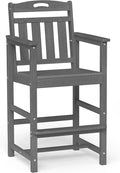 Ciokea Outdoor Bar Stool, Oversized HDPE Patio Bar Chair with 27" Seat Height, Heavy Duty Modern Tall Outdoor Chairs Bar Funiture for Bar Deck Balcony Kitchen Counter Yard, Grey
