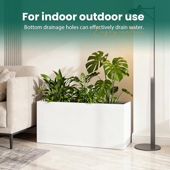 Metal Rectangular Planter 36" L x 12" W x 16" H Galvanized Steel Planter Box Rectangle Outdoor Planters Commercial Residential for Patio, Backyard, Garden