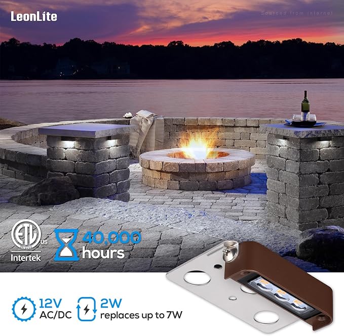 LEONLITE 4 Inch LED Hardscape Lighting, Update Retaining Wall Lights, LED Landscape Lighting, 12 AC/DC Paver Light Low Voltage, 2W Outdoor Step Lights, 5000K Daylight, ETL, Pack of 4