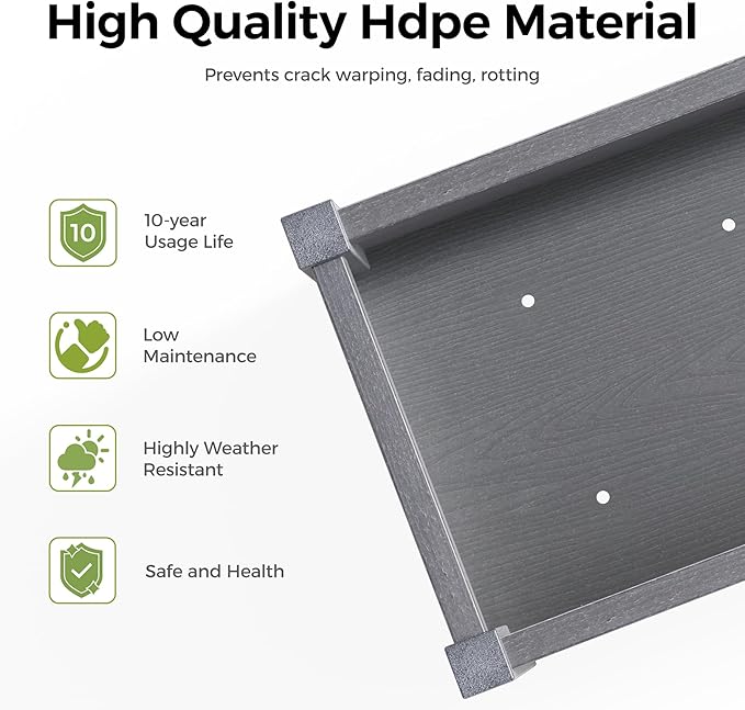 TT Nature HDPE Raised Garden Bed with Legs, Outdoor Elevated Planter Box for Vegetables, Herbs & Flowers, Weather-Resistant Raised Garden Beds for Patio, Balcony & Backyard Gardening