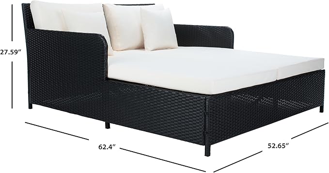 Safavieh PAT7500A Outdoor Collection Cadeo Black and White Cushion Daybed