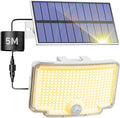 Peasur 1 Pack Solar Motion Lights Outdoor, 318 LED Solar Security Light with 3 Modes, IP65 Waterproof Powered Flood Lights for Outside Garden Backyard，Warm (White Frame)