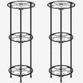 CASIMR Plant Stand Indoor Outdoor, Metal Rustproof Flower Shelf 3 Tier 32.3 inch, Tall Multiple Plant Pot Holder Rack for Garden Patio Living Room Corner Balcony, 2 Pack Black