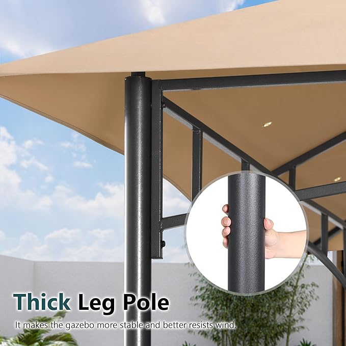MASTERCANOPY Outdoor Garden Gazebo for Patios with Stable Steel Frame and Netting Walls (10x12,Beige)