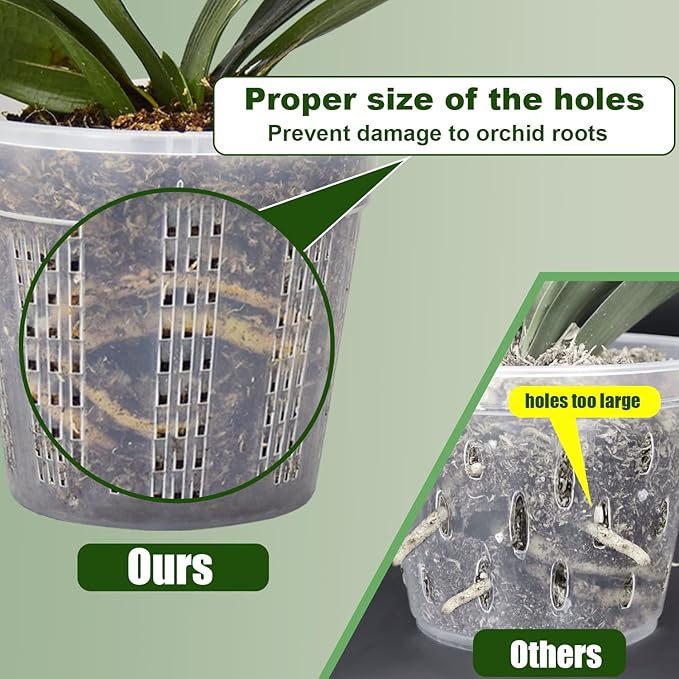 Orchid Pot with Saucers, 6 Packs of 4.3" Orchid Pots with Holes, Orchid Pots for Repotting, Plastic Orchid Planter for Indoor Outdoor Plants (6 Packs, 4.3" with Saucers)