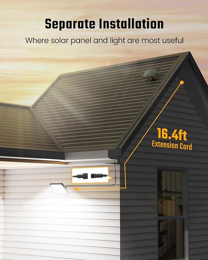 SUPERDANNY Solar Motion Sensor Outdoor Flood Lights with 113 Bright LEDs, Dusk to Dawn Outside Flood Lights with 16ft Cable IP65 Waterproof, Security Light for Garden Barn Porch 1 Pack