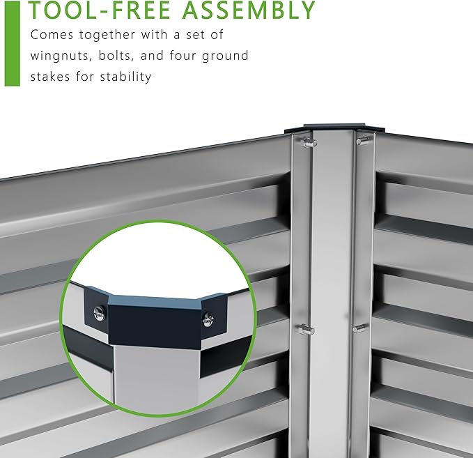 12x4x1FT Galvanized Raised Garden Bed Kit,Vegetable Boxes-Rectangle Metal Flower Box,Large Planter Raised Beds Outdoor Garden for Planting,Fruit,Herb-Silver