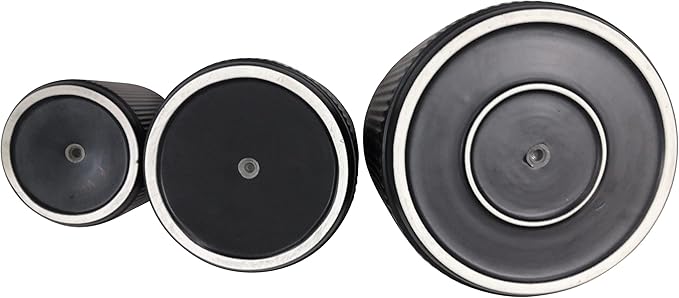 Amazon Basics Fluted Ceramic Round Planters with Drainage Hole, Indoor Outdoor Flower Pots, Assorted Sizes 6, 8, 10 inch, Set of 3, Black