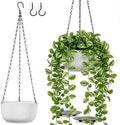 8.8 Inch Hanging Planters for Outdoor Indoor Plants, Set of 2 Self-Watering Hanging Pots with Drainage Hole & Plug II Screw-in Hooks II Non-deforming
