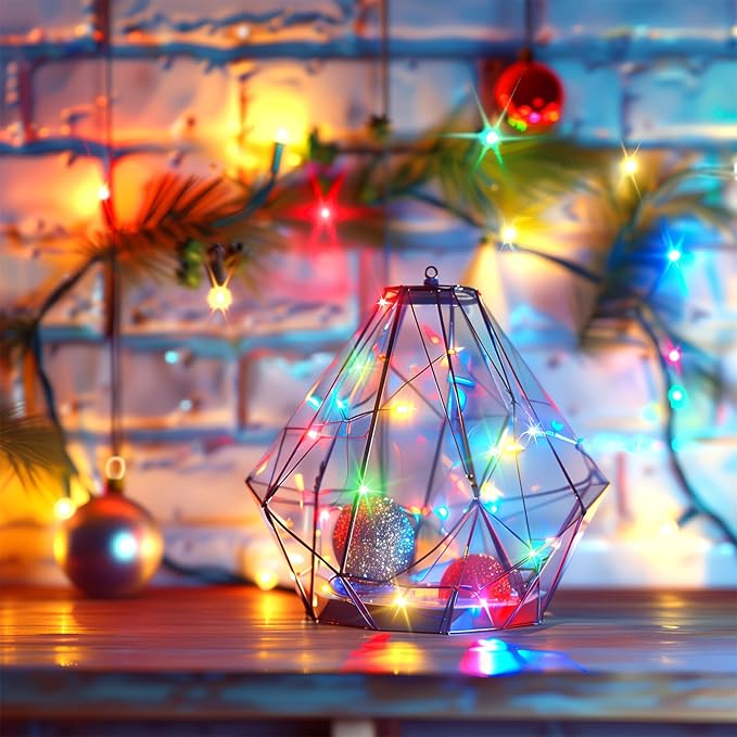 Minetom Multicolored Fairy String Lights, 33 Ft 100 Led Waterproof Starry Firefly String Lights Plug in on Silver Wire, Perfect for Crafts DIY Christmas Party Wedding Bedroom Indoor Decorations