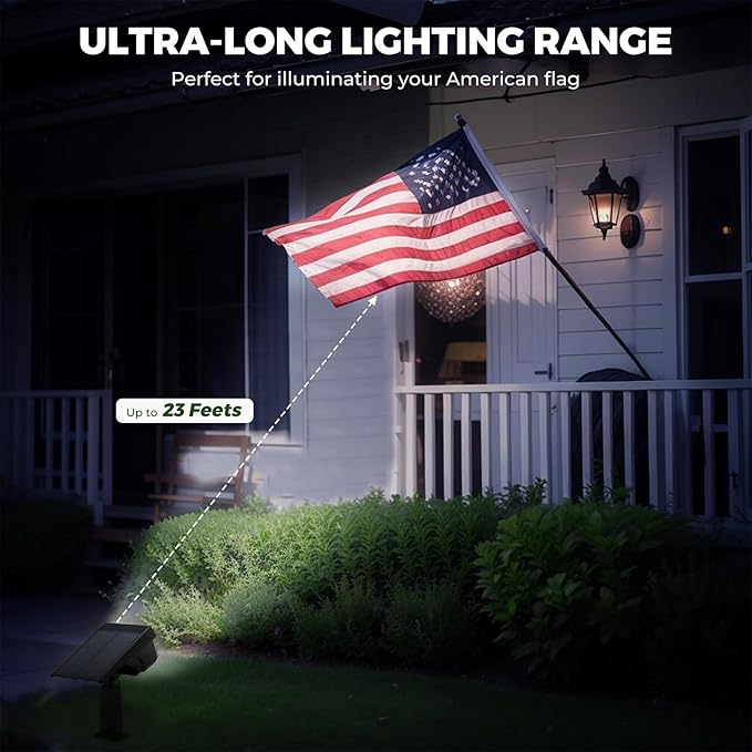 Kingsyard Solar Lights Outdoor Waterproof IP68, 47 LEDs 3 Lighting Modes USB & Solar Powered Garden Yard Pathway Spot Lights for Outside Landscape, Auto On/Off, 2 Pack(Cool White)