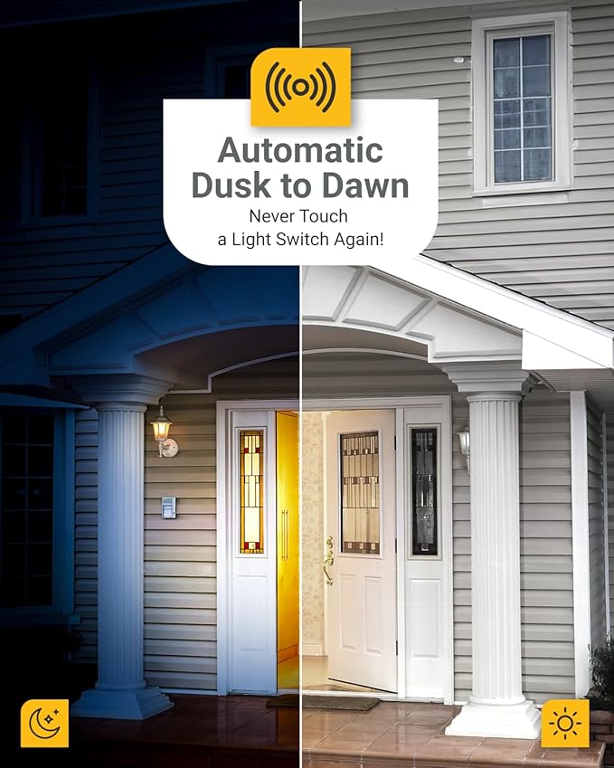 Sunco 6 Pack Dusk to Dawn Light Bulbs LED Outdoor B11, Edison Filament Candelabra Bulbs for Porch Lighting, 500 LM, 5W (40W Equivalent), 2700K Soft White, E12 Base, Photocell Sensor UL