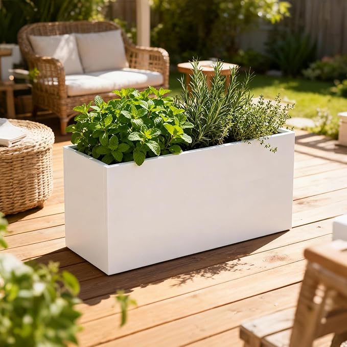 Metal Rectangular Planter 36" L x 12" W x 16" H Galvanized Steel Planter Box Rectangle Outdoor Planters Commercial Residential for Patio, Backyard, Garden