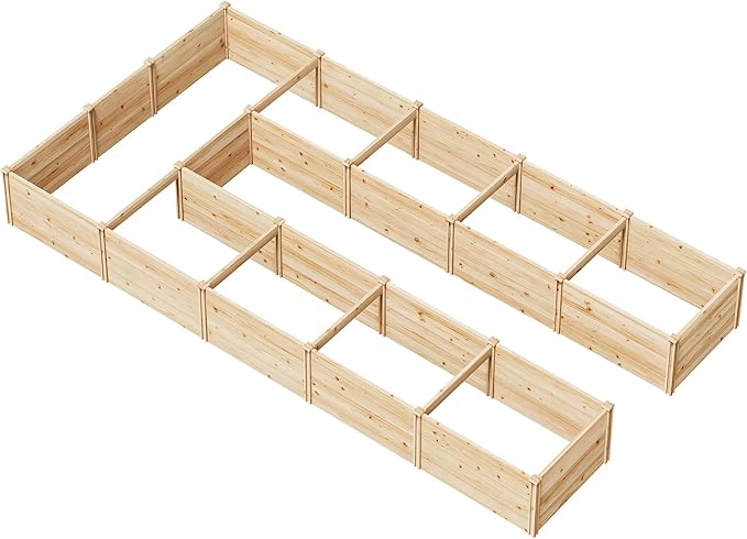 AMERLIFE U-Shaped Raised Garden Bed, 7.5Wx15Dx1.6H Free Combination Outdoor Wooden Raised Garden Bed Planter with 19.6" Depth Planter Box