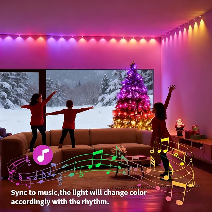 Permanent Outdoor Lights, 200ft Smart Eave Lights with RGB LED Light, IP67 Waterproof, App Control, DIY RGB Light for House Halloween Decorations