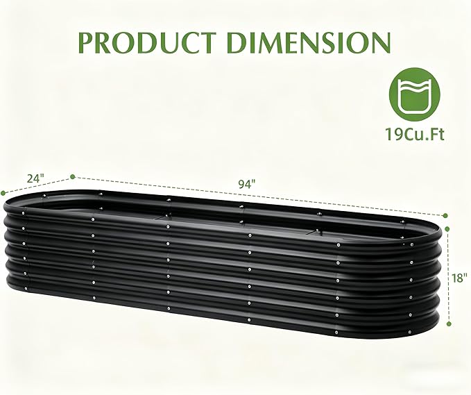 Galvanized Raised Garden Bed, Outdoor Planter Bed, Metal Planter Box for Gardening and Planting,8x2x1.5ft, Light Green
