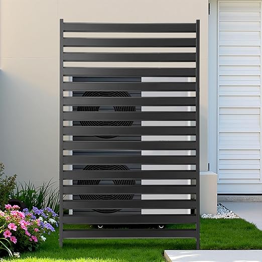 VEVOR Metal Privacy Screen, 38" W x 60" H Freestanding Modern Privacy Fence, Garden Divider Panel with Extended Ground Stakes & Panel Height Adjustable, Freestanding Outdoor Divider for Garden, Indoor