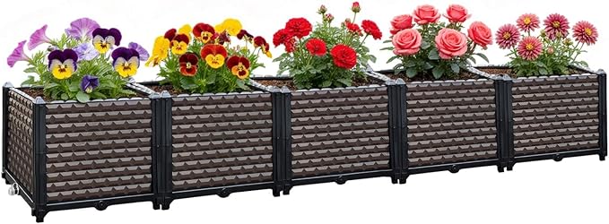 Large Planters for Outdoor Plants 14" Tall Planter Box, Raised Beds for Gardening Self Watering, Elevated Planter Box with Legs, Rectangular Garden Planters for Outdoor Plants Flowers, 78.7"L x 15.7"W