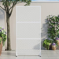 Casaphoria 72" H x 35" W Metal Outdoor Privacy Screen, Freestanding Decorative Divider for Patio, Deck, Balcony, and Garden with Stable Base, White-Jason