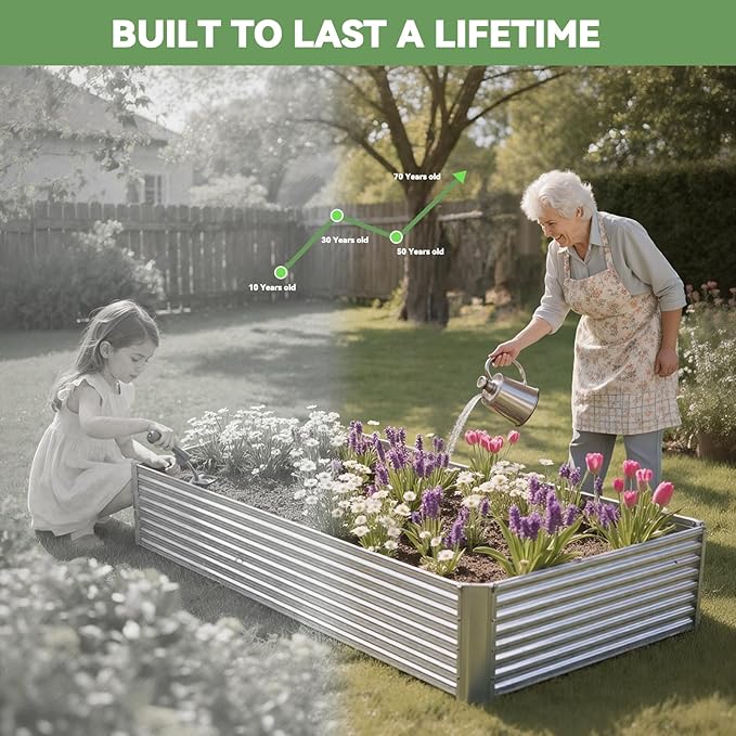 4 Pack 6x3FT Raised Beds for Gardening, Corrugated Galvanized Steel Raised Garden Bed, Outdoor Metal Above Ground Garden Bed for Vegetables and Flowers(Rectangular)