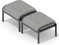 HOMREST Metal Outdoor Ottoman, 2-Piece Aluminum Footstool w/Removable Cushion, Multipurpose Footrest Stool Additional Seating, Set of 2 Outdoor Ottomans for Patio Deck (Grey)