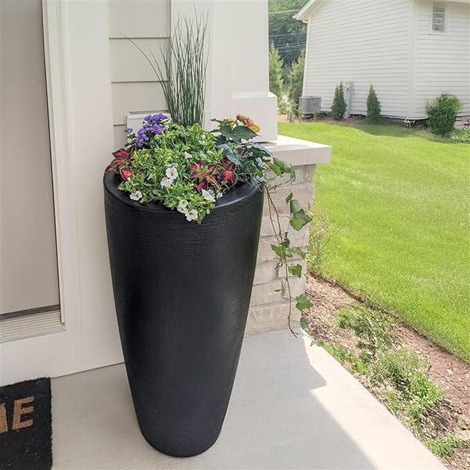 Mayne Modesto 32-Inch Tall Planter – Weather-Resistant Planter for Flowers – Durable Indoor/Outdoor Design for Patio, Porch, or Entryway