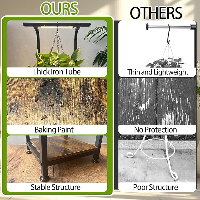 Plant Stand Indoor with Grow Lights, Hanging Plant Stand Plant Shelf Indoor, 65'' Tall Plant Stands Plant Holders for Indoor Plants, Living Room, Bedroom, Balcony